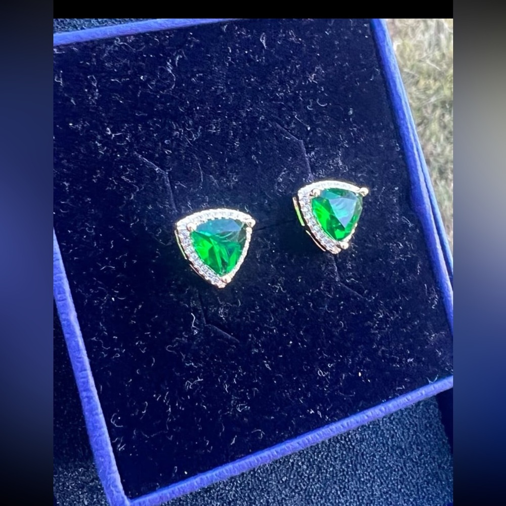 Rosegold Plated Triangular Cut Emerald Crystal 2.… - image 3